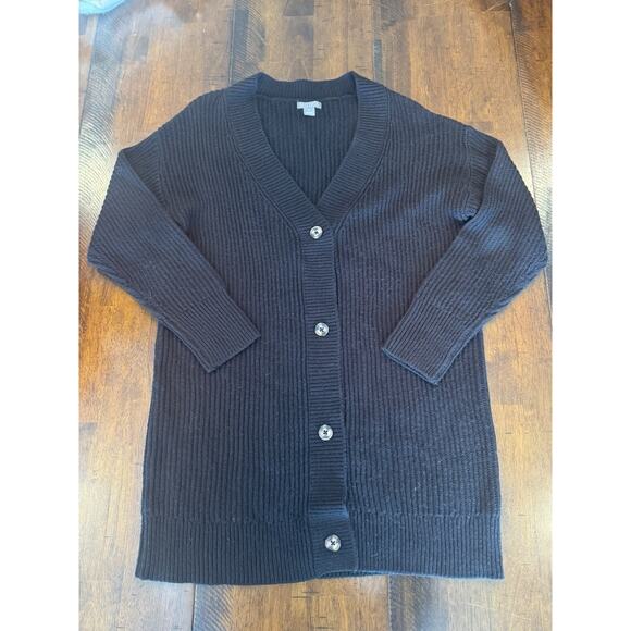 Falls Creek Women’s Size M Black Knit Cardigan Sweater Button Front Academia - Picture 2 of 7